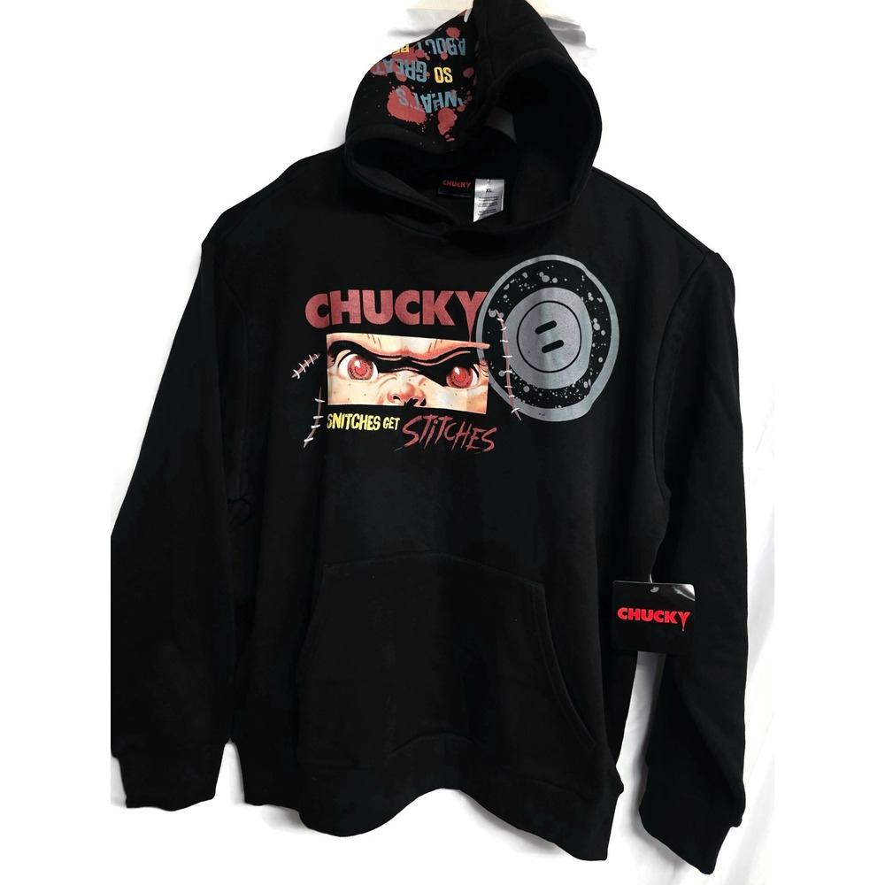 Universal Studios Chucky Snitches GET STITCHES Sweatshirt Mens Sz XL Hoodie New